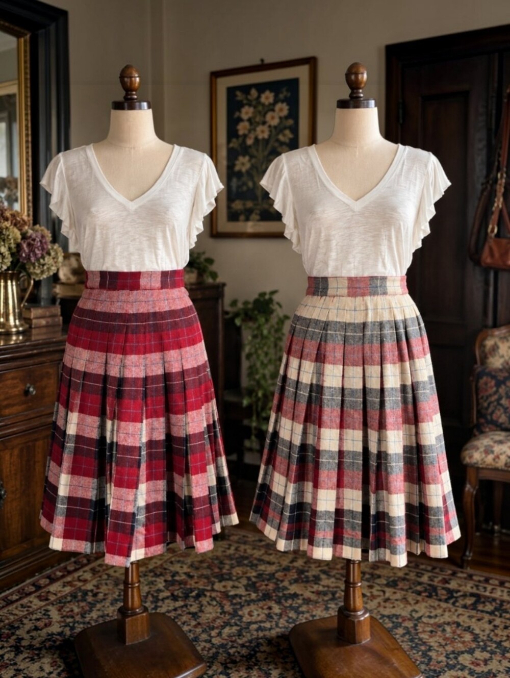 Vintage 1950s Pendleton Turnabout Reversible Wool Plaid Skirt Womens Size XS